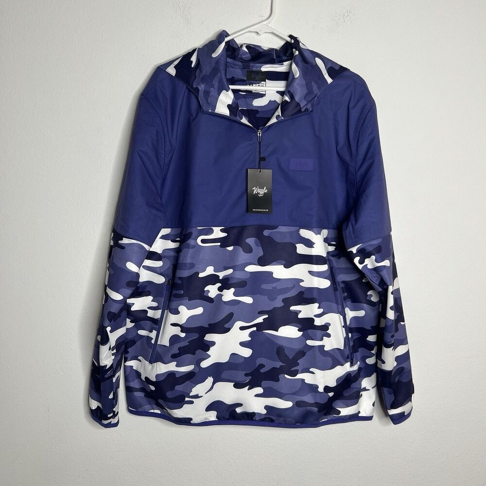 Waggle Mens Zenith Night Owl Zip Hoodie Pullover Jacket Camo Purple Sz XL